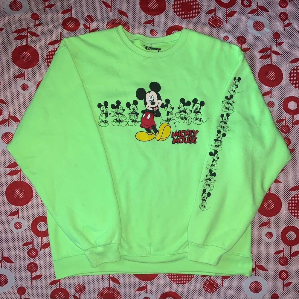 Neon Green Mickey Mouse Sweatshirt